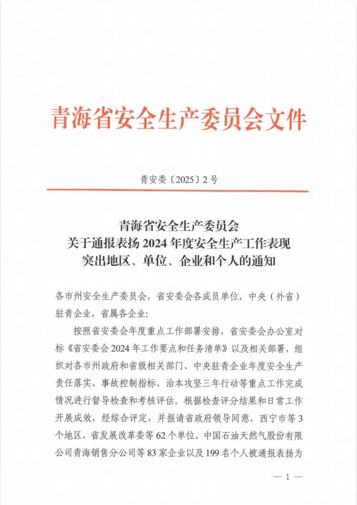 喜報(bào)！2024年度安全生產(chǎn)工作表現(xiàn)突出企業(yè)和個人名單揭曉！